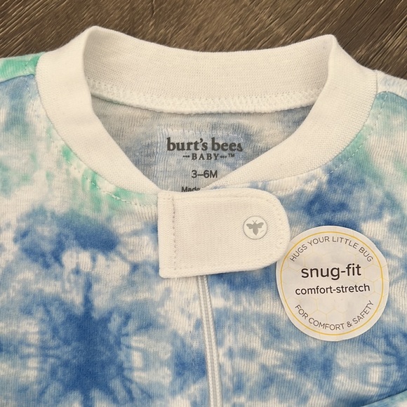 NWT Burt’s Bees Baby 100% Organic Cotton Tie Dye Pajamas - Size 3-6M - Picture 4 of 7